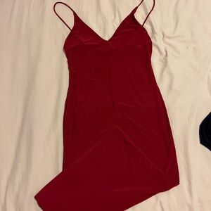 Elegant Red Spaghetti Strap Dress